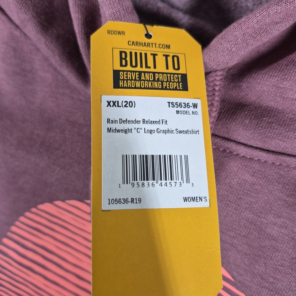 Carhartt Rain Defender Relaxed Fit Hoodie Women's 2XL XXL Red Midweight "C" NWT - Picture 7 of 8